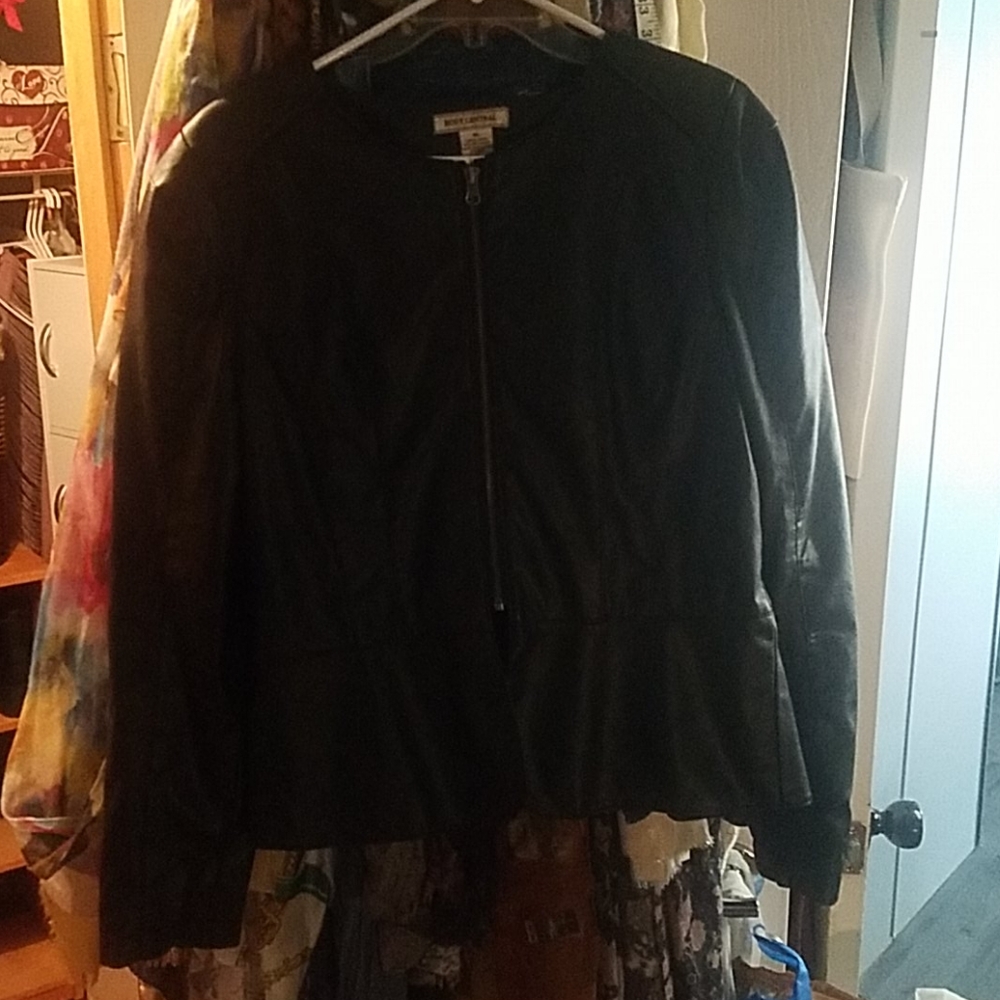 Black Leather Peplum Jacket